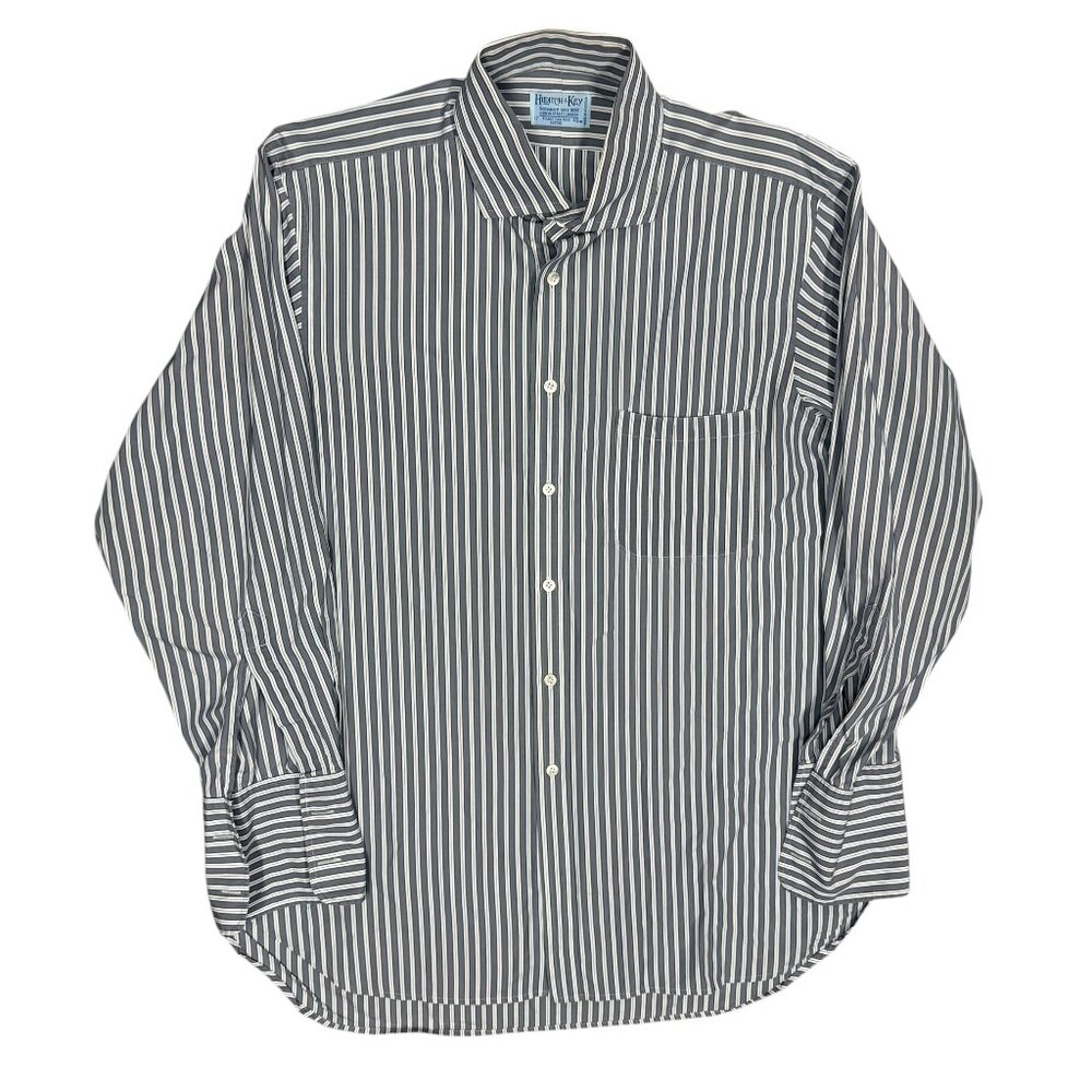 Hilditch & Key Dress Shirt French Cuffs Striped Made in Britain 43 17 XL